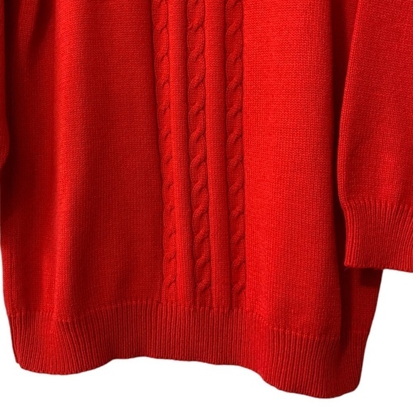 Vintage Red Chunky Cable Knit Distressed Grandpa Sweater Size Large - Picture 6 of 13